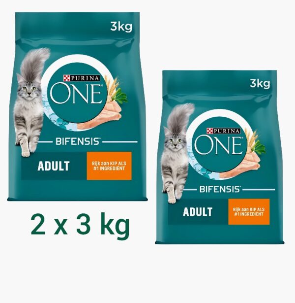 Kattenvoer Kip en Volkoren Granen van Purina ONE 2 x 3 kg