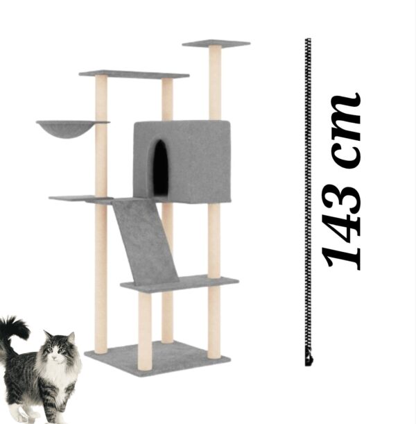 Krabpaal Kattenmeubel 143 cm Hoog - Grijs